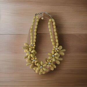 vintage talbots statement necklace Yellow Chunky Beeded flowers faux diamond